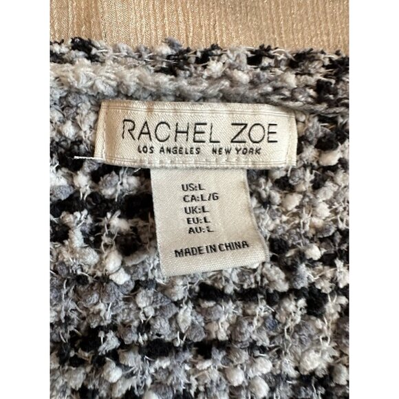 Rachel Zoe Open Cardigan Sweater Sz Large  Multi Tweed Color Texture Pockets - Picture 4 of 11